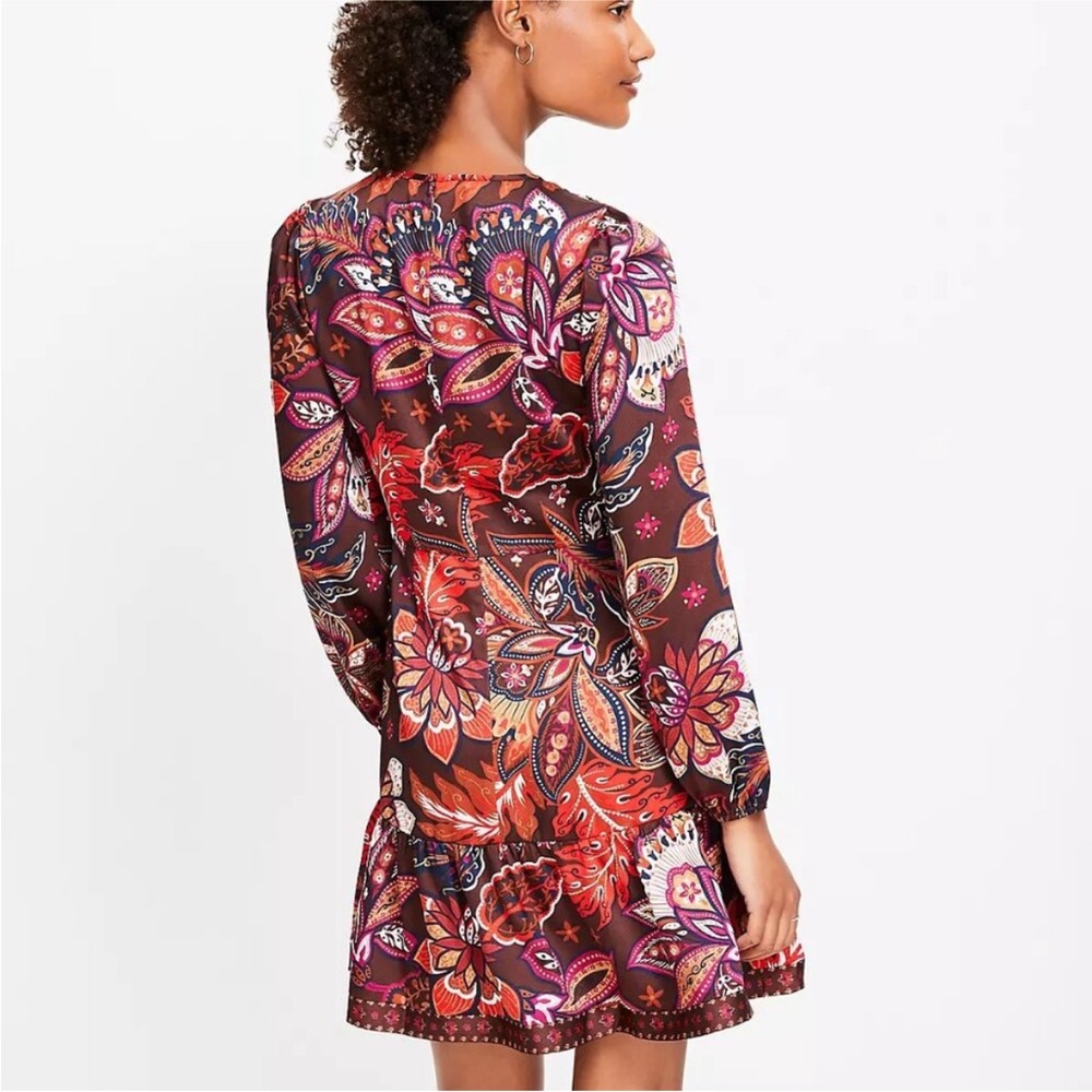 LOFT Multicolor Floral Long Sleeve Dress